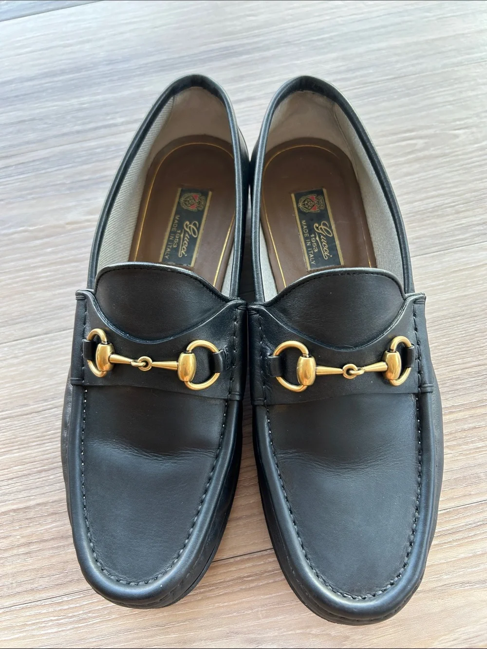 Gucci Black Leather Horsebit Slip-On Loafers